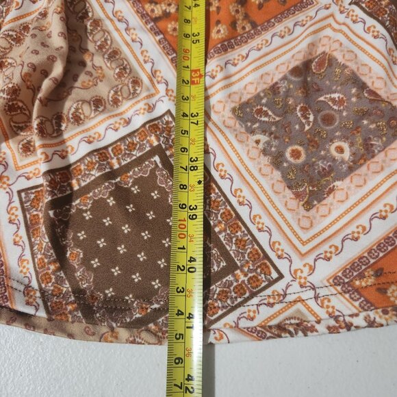 Earthbound Trading Co. XXL Geometric Patchwork Maxi Skirt Orange & Brown - Picture 6 of 9